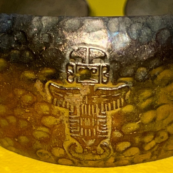 Hammered brass cuff bracelet boho vintage tribal vibe southwest native design - Picture 1 of 9